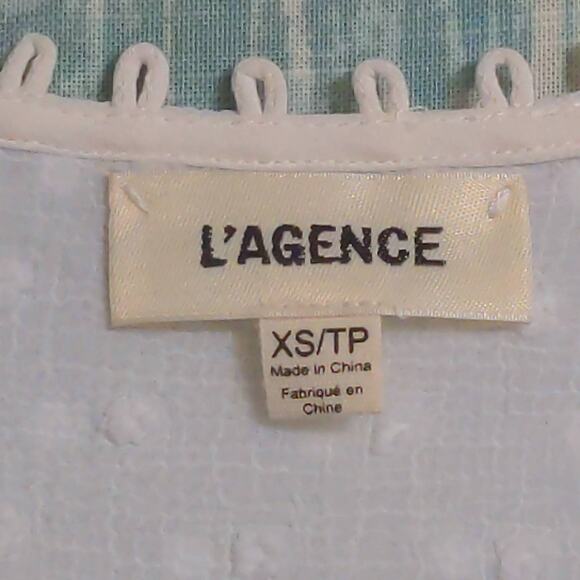 L'Agence Perry Swiss Dot Wrap Blouse Hi Lo Top White Long Sleeve Surplice XS New - Picture 8 of 11